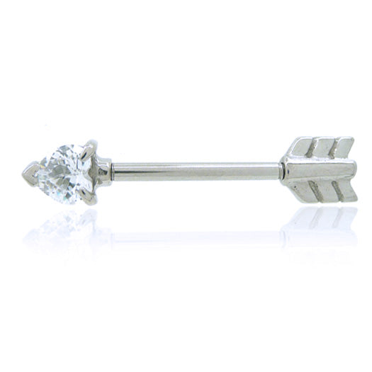 Piercing teton acier avec flèche et coeur avec oxyde de zirconium. – C ...