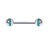Piercing téton acier et cristal de Swarovski 1,6mm